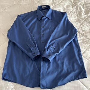 Perry Ellis Premium Collection Dress Shirt Mens XXL 18x34/35 Blue/Satin Sheen